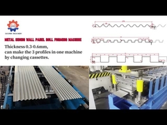 0.3-0.8 ملم سمك قفص سقف الحائط الصفحات الجدارية حلقة تشكيل آلة مع ثقوب مثقوبة